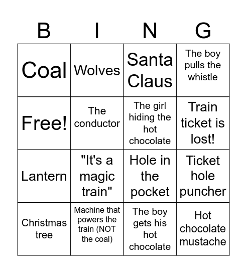 Polar Express Bingo! Bingo Card