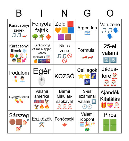 Kozsó Bingo Card