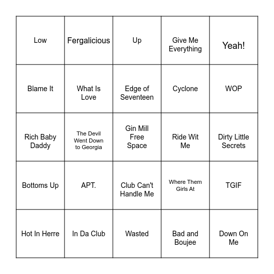 Gettin' LIT Bingo Card