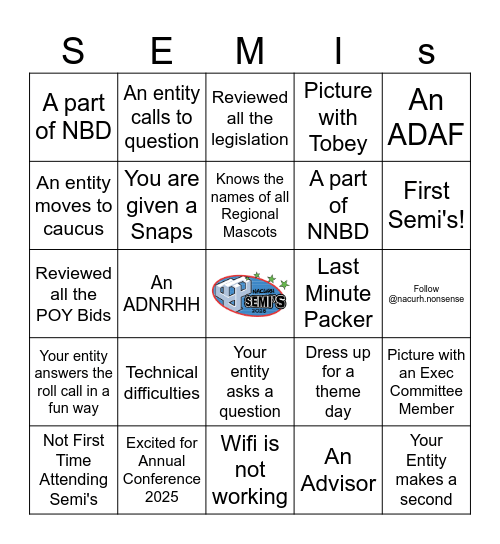 Semi-Annual Business Meeting 2025 Bingo Card