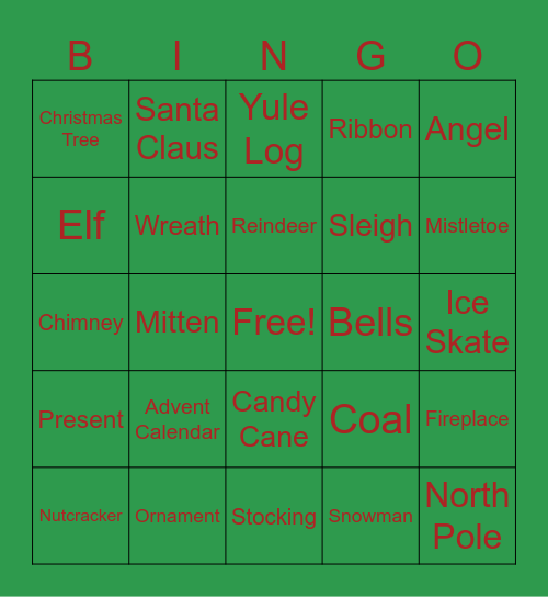 Holiday Huddle Bingo Card