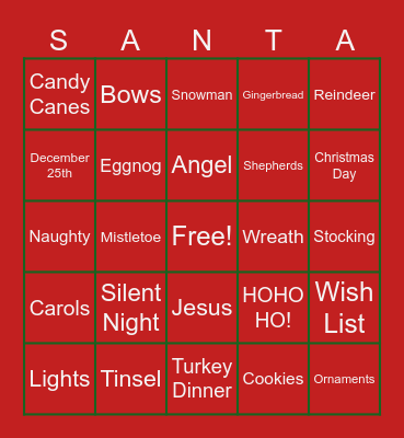 Christmas Bingo Card