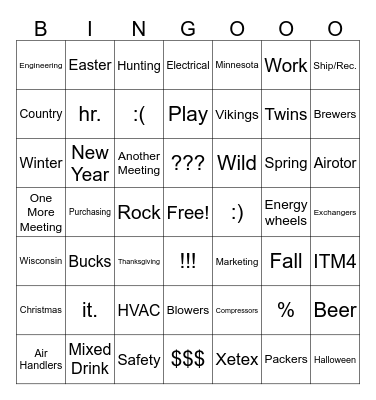 Xetex BINGO Card