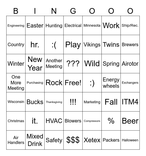 Xetex BINGO Card