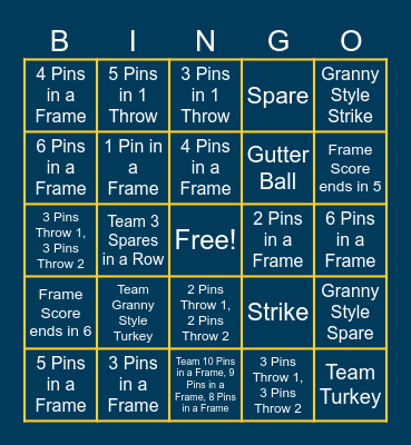 BOWLING BINGO Card