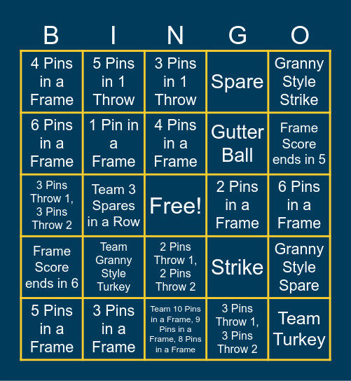 BOWLING BINGO Card