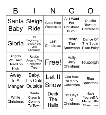Christmas Carol Bingo! Bingo Card