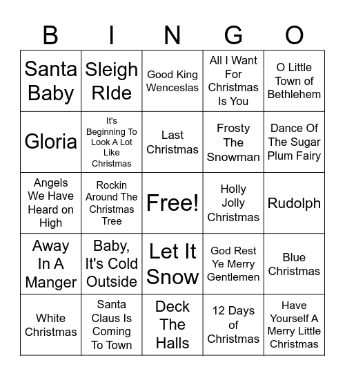 Christmas Carol Bingo! Bingo Card