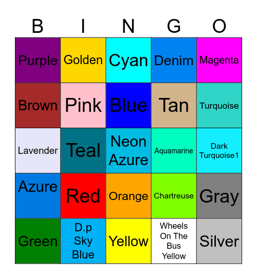 Color Bingo I - II Bingo Card