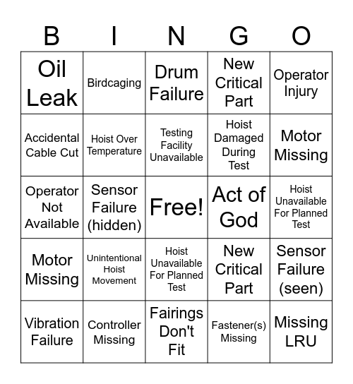 Pegasus Qual Bingo Card