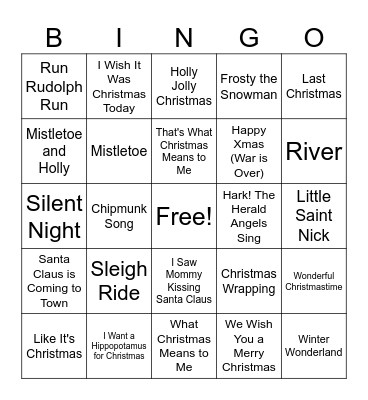 Christmas Music Bingo Card