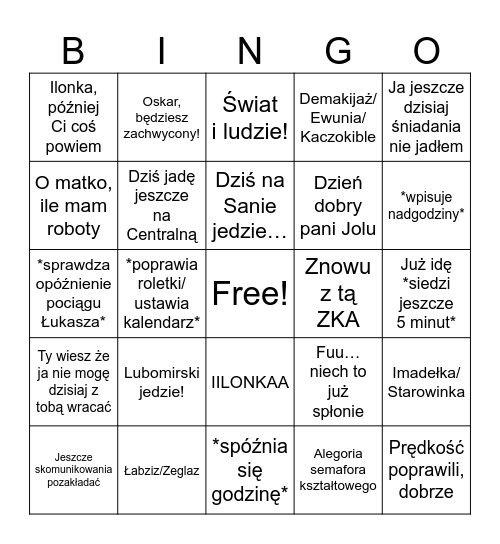 Dominik Bingo Card