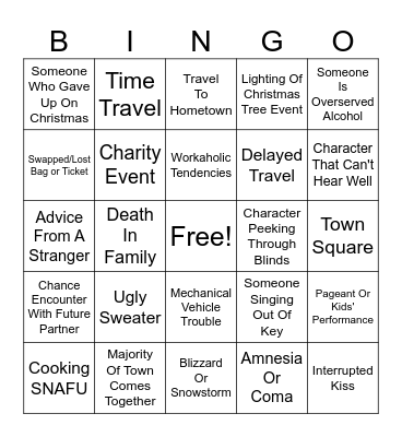 Hallmark Christmas Movie Bingo Card