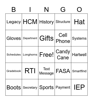 LongHorn Lingo Bingo Card