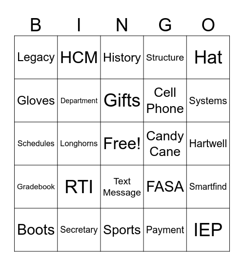 LongHorn Lingo Bingo Card