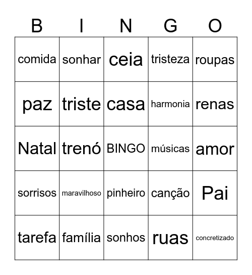a todos um bom Natal Bingo Card