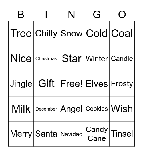 Christmas Bingo Card