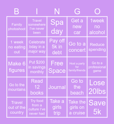 2025 vision board Bingo Card