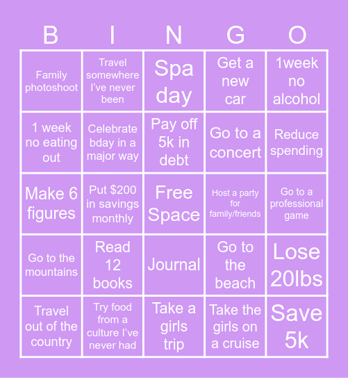 2025 vision board Bingo Card