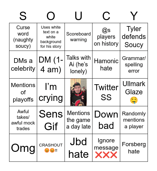 Soucy Sensgo Bingo Card