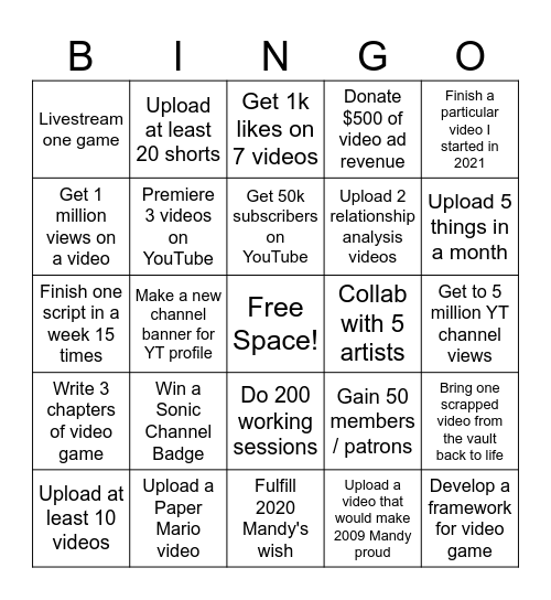 2025 Bingo Card