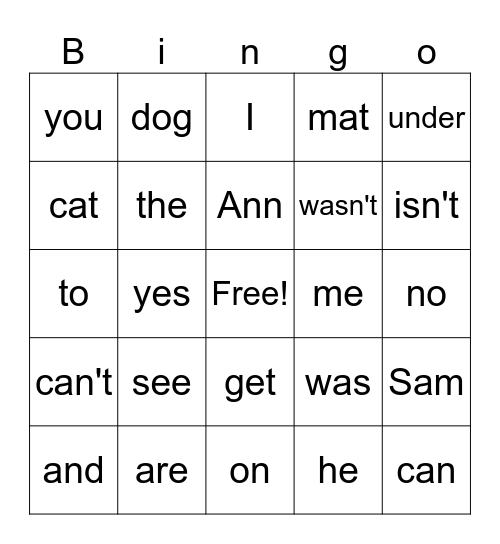 Beginning SIPPS (1-22) Bingo Card