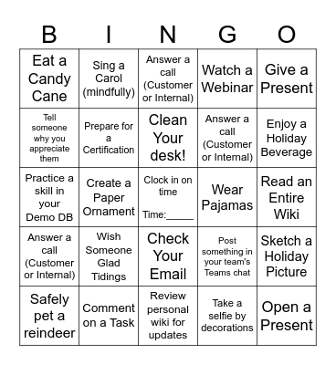 The Day of the Night Before Christmas Bingo!   Name:_____________ Bingo Card