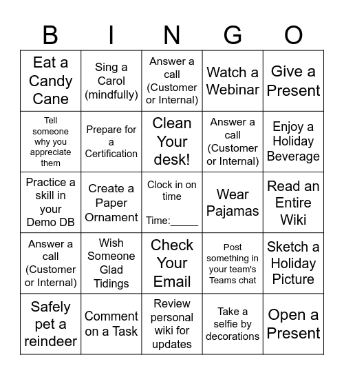 The Day of the Night Before Christmas Bingo!   Name:_____________ Bingo Card
