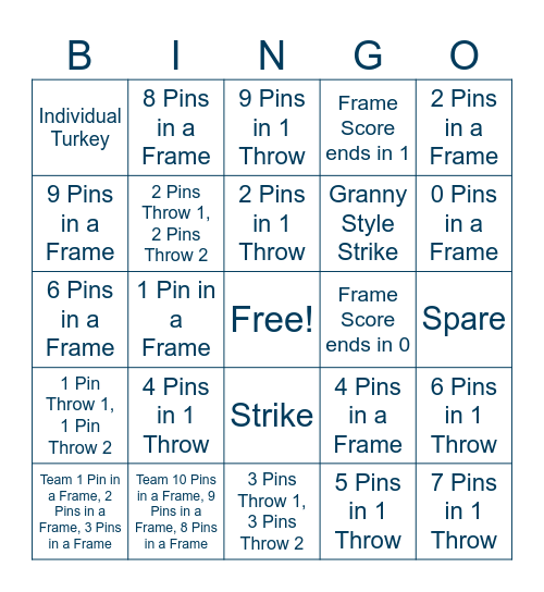 BOWLING BINGO Card