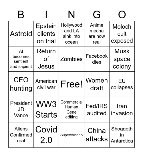 2025 Bingo Card