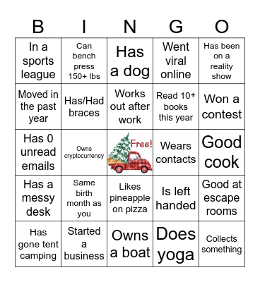 Christmas Ice-Breaker Bingo Card