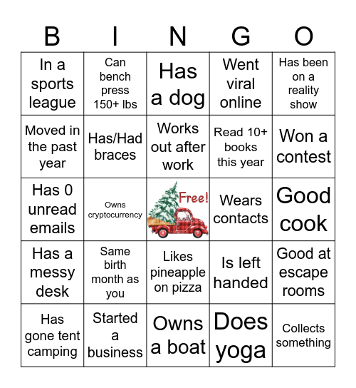 Christmas Ice-Breaker Bingo Card