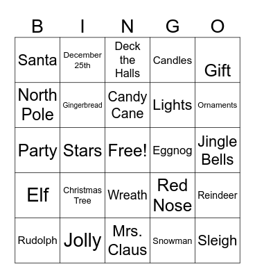 Merry Christmas Bingo Card