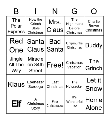 Christmas Bingo Card