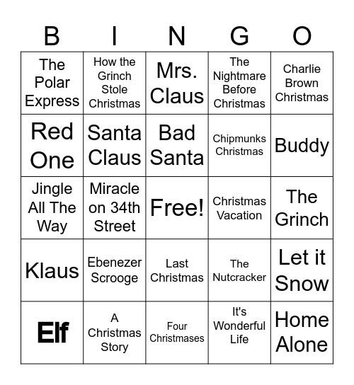 Christmas Bingo Card