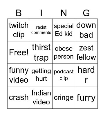Instagram bingo Bingo Card