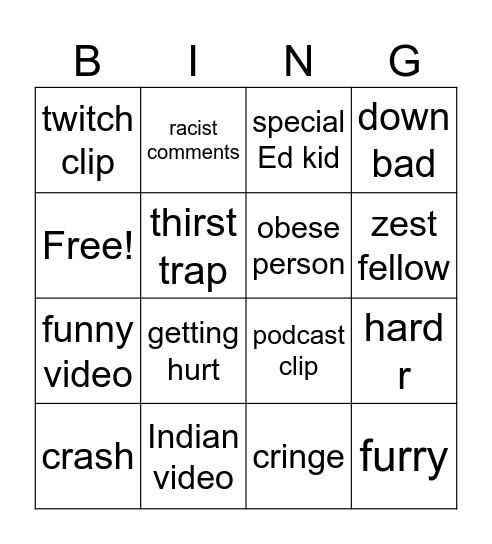 Instagram bingo Bingo Card