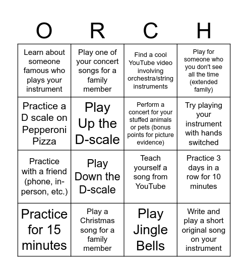 Christmas Break Bingo Card