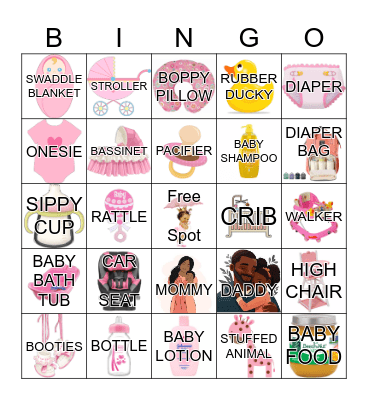 Myla BABY SHOWER Bingo Card