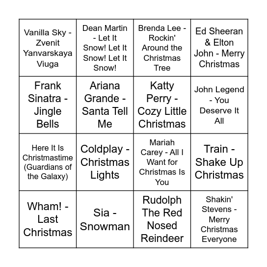 Christmas Bingo Card