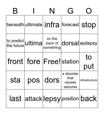 Stems 3 B  Bingo Card
