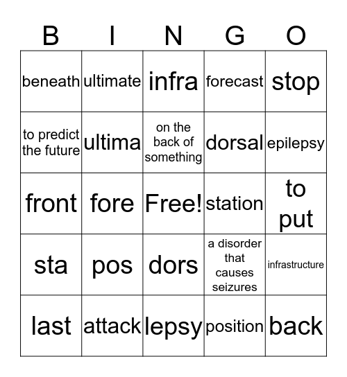 Stems 3 B  Bingo Card