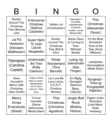 Julemusik bingo Card