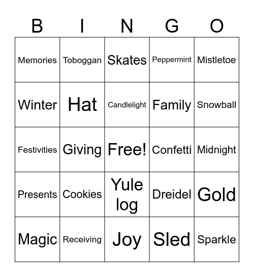 RocketRez Holiday Bingo Card