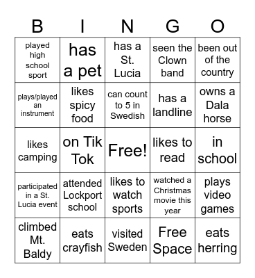 Lif Family Reunion Bingo Card