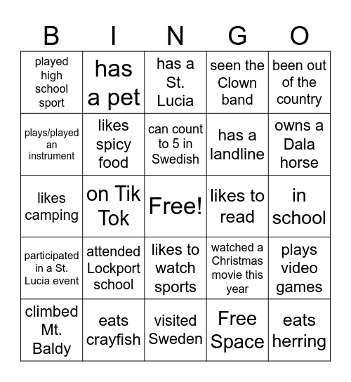 Lif Family Reunion Bingo Card