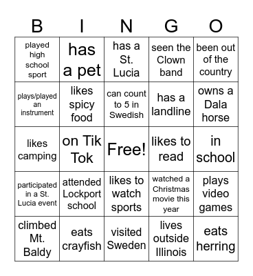 Lif Family Reunion Bingo Card