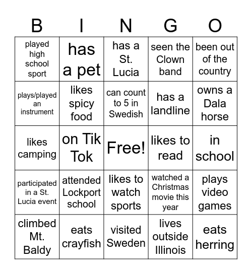 Lif Family Reunion Bingo Card