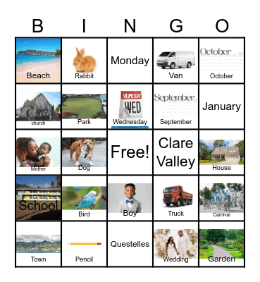 Nouns Bingo Card