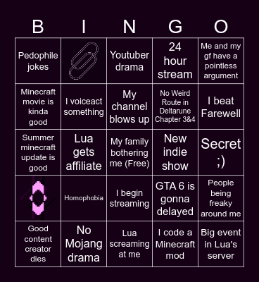 Adam's 2025 BINGO Card